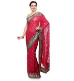 Magenta Faux Georgette Saree