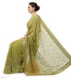 Green Faux Georgette Saree