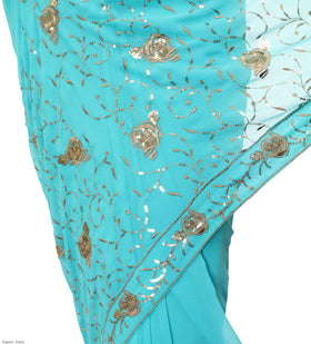 Sky Blue Faux Georgette Saree