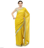 Yellow Faux Georgette Printed Saree