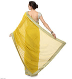 Yellow Faux Georgette Printed Saree