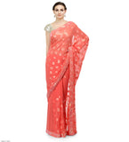 Peach Faux Georgette Saree