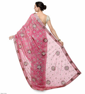 Pink Faux Georgette Saree