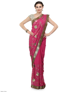 Magenta Faux Georgette Saree