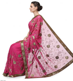 Magenta Faux Georgette Saree