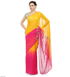 Magenta Shaded Faux Georgette Saree