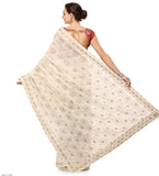 Off White Faux Georgette Saree