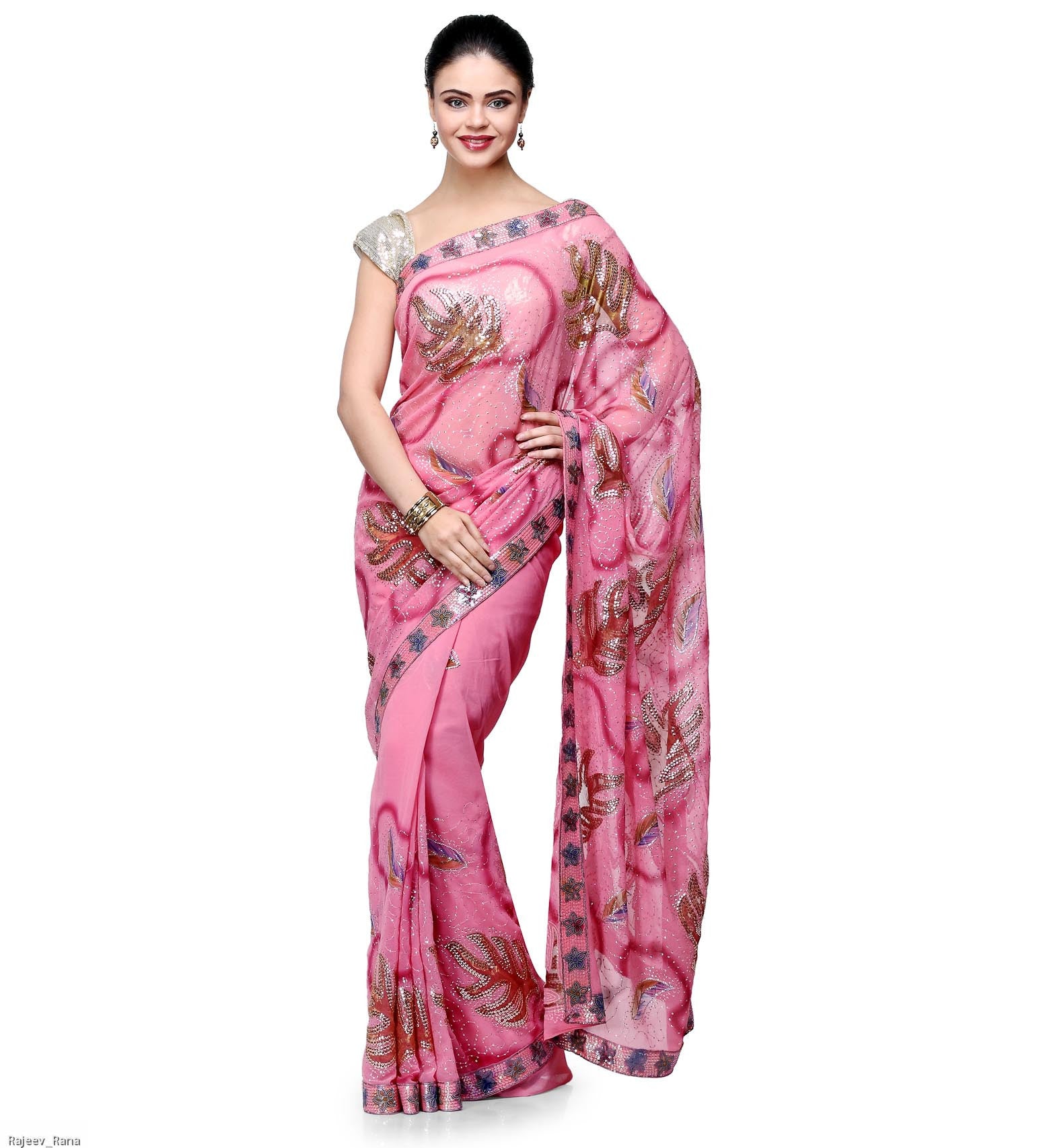 Pink Shaded Faux Georgette Saree