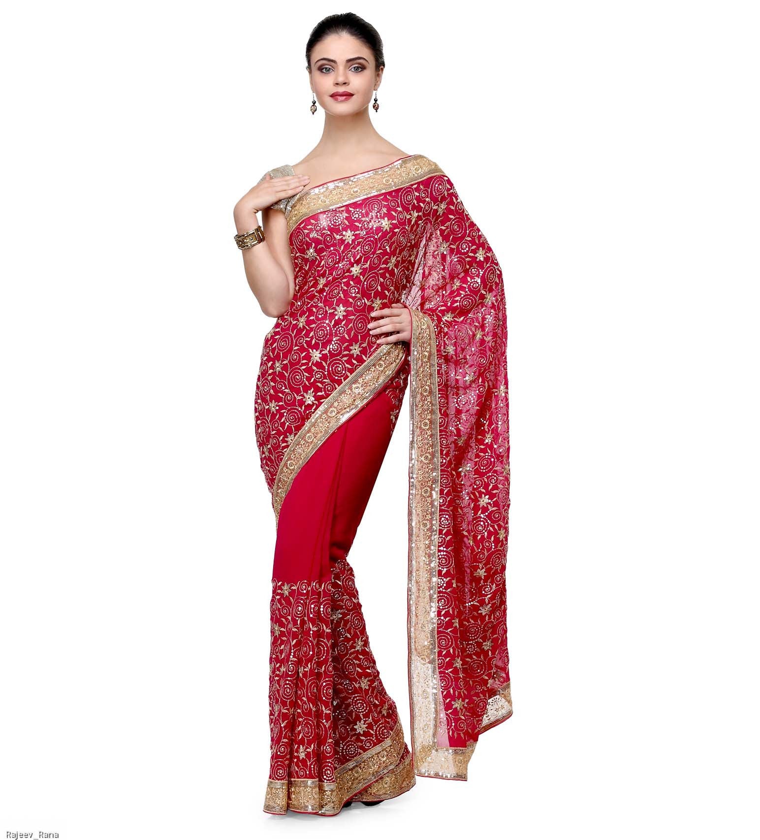 Magenta Faux Georgette Saree