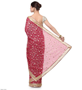 Magenta Faux Georgette Saree