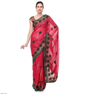 Magenta Faux Georgette Saree