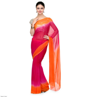 Orange Shaded Faux Georgette Saree