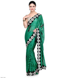 Green Brasso Saree with Swarovski Work