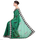 Green Brasso Saree with Swarovski Work