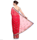 Rose Faux Chiffon Saree with Zari Work