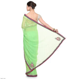 Florescent Green Faux Chiffon Saree