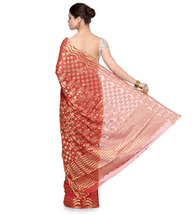 Rust Faux Georgette Saree