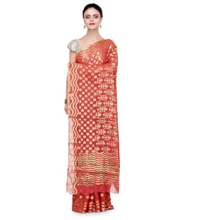 Rust Faux Georgette Saree