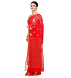 Red Faux Georgette Saree with Zari Work