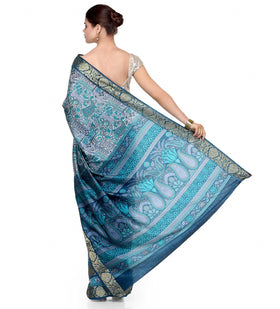 Blue Art Silk Printed Saree