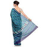 Blue Art Silk Printed Saree with Swarovski Work