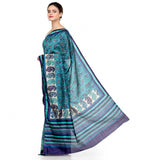 Blue Art Silk Printed Saree with Swarovski Work