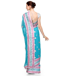 Blue Faux Georgette Saree