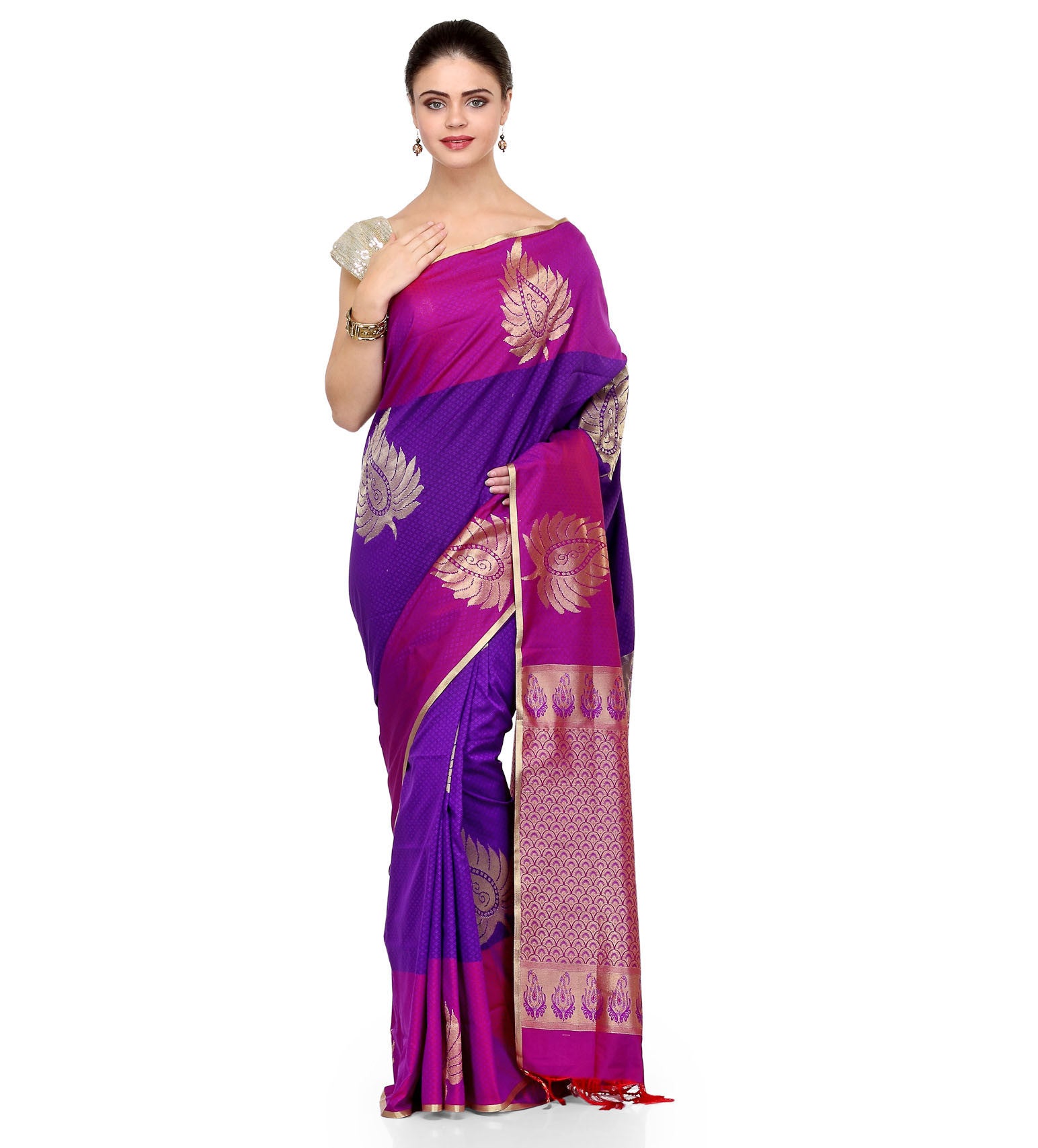 Purple Zari Woven Art Silk Saree