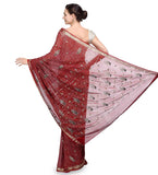 Maroon Faux Georgette Saree