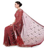 Maroon Faux Georgette Saree