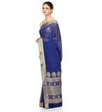 Navy Blue Faux Chiffon Saree