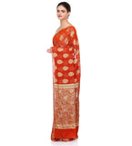 Rust Faux Chiffon Saree