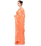 Peach Faux Georgette Saree