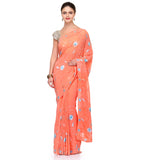 Peach Faux Georgette Saree