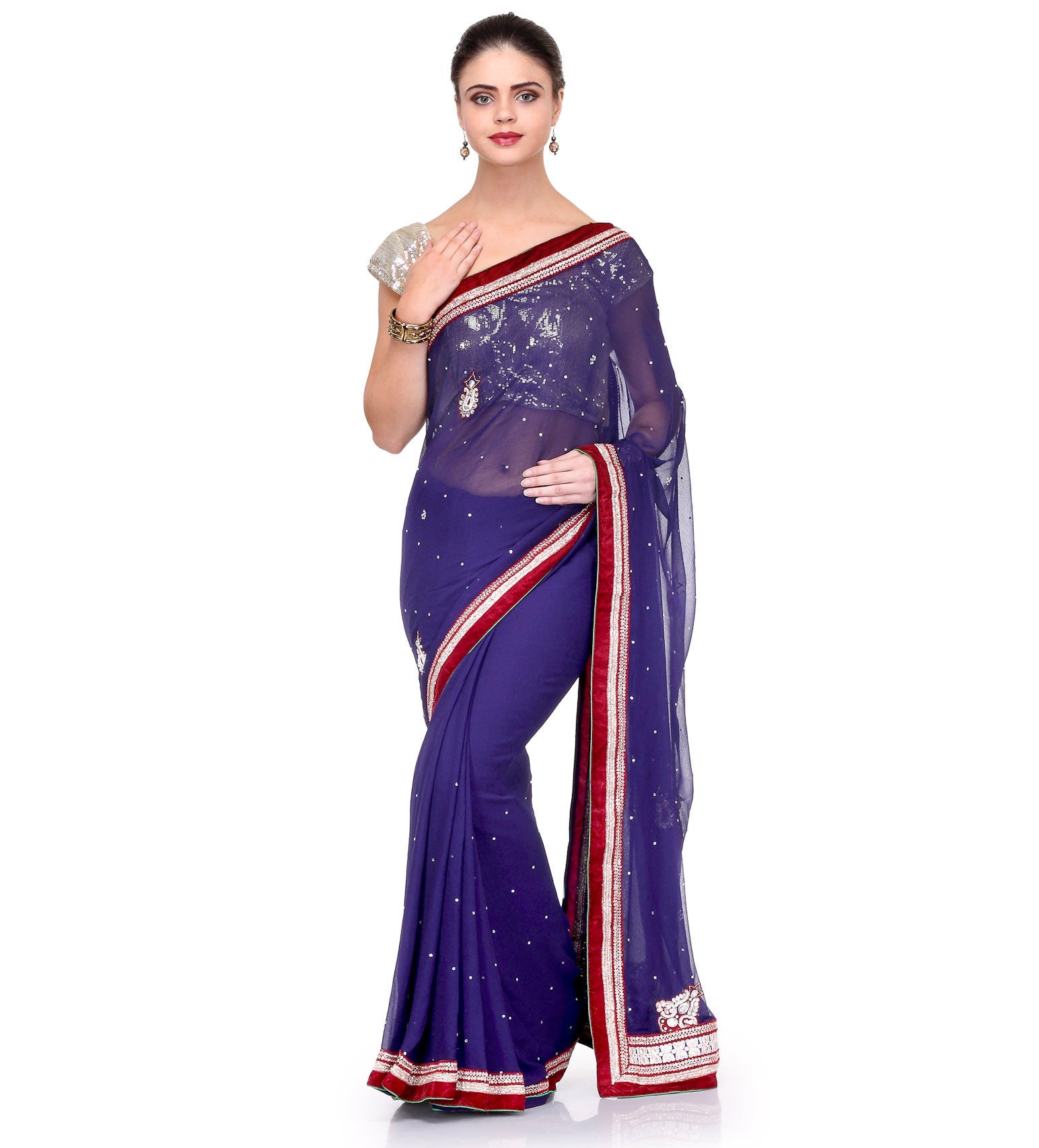 Navy Blue Viscose Saree