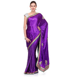 Violet Semi Crepe Jacquard Saree