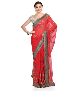 Rose Faux Georgette Saree