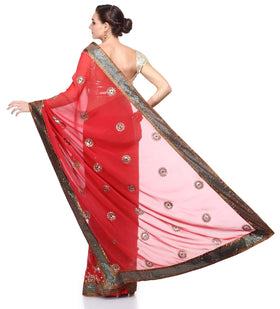 Rose Faux Georgette Saree